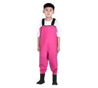 Kids Waterproof Dungarees - Overtrousers with Taped Seams & Packaway Bag, Boys & Girls - Autumn Winter Wet Weather, Walking, Outdoors & Camping Pink