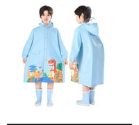 Kids Waterproof Jacket Reusable Cute Cartoon Dinosaurs Long Rain Poncho Lightweight School Raincoat with Hood Pocket n25 Blue