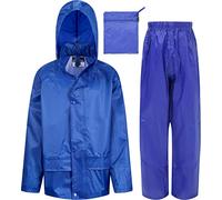 Kids Waterproof Jacket & Trousers Suit Set in Black, Navy Blue or Royal Blue Childs Childrens Boys Girls (2 Years, Royal Blue)