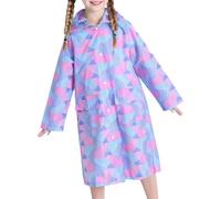Kids Waterproof Rain Poncho Geometric Print Hooded Poncho with Front Pockets, Lightweight Portable Raincoat with School Bag Cover for Boys and Girls, Perfect for School and Outdoor Play