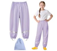 Kids Waterproof Rain Trousers, Lightweight Rain Trousers with Reflective Strip, Mud Dirty Proof Pants Outdoor Windproof Rainwear Pants for Boys and Girls School Play Cycling (Rose Red, Purple)