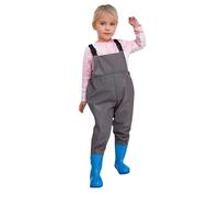 Kids Waterproof Rain Trousers Unisex Boys Girls Mud Dirty Proof Pants with Reflective Strip Outdoor Overtrousers Lightweight Thin School Play Cycling Rainwear for Age 1-10 Years Grey