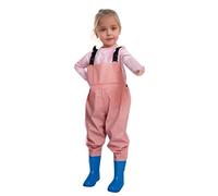 Kids Waterproof Rain Trousers Unisex Boys Girls Mud Dirty Proof Pants with Reflective Strip Outdoor Overtrousers Lightweight Thin School Play Cycling Rainwear for Age 1-10 Years Pink