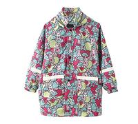 Kids Waterproof Raincoat - Hooded Long Sleeve Button Down Windproof Jacket with Pockets, Lightweight Reusable Solid Colour Outdoor Coat for Boys Girls