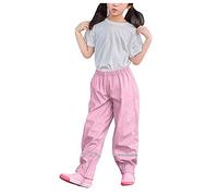 Kids Waterproof Trousers Boys Girls Outdoor Mud Dirty Proof Trousers Rain Pants with Reflective Strip Lightweight Portable Breathable Waterproof Trousers Thin School Play Cycling Rainwear for Children