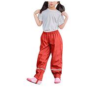 Kids Waterproof Trousers Boys Girls Outdoor Mud Dirty Proof Trousers Rain Pants with Reflective Strip Lightweight Portable Breathable Waterproof Trousers Thin School Play Cycling Rainwear for Children