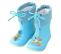 Kids Wellies Adjustable Non Slip Boys Girls Rain Boots Comfy Cute Cartoon Big Eyes Pattern Waterproof Lightweight Wellington Boots Toddler Welly Snow Boots Kids Unisex blue pink yellow sky blue