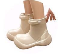 Kids Wellies Childrens Toddler Welly Easy-on Waterproof Non-Slip Rubber Rain Shoes Outdoors Unisex Children Wellington Boots Toddler/Little Kid/Big Kid Beige