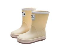 Kids Wellies Non Slip Boys Girls Rain Boots Comfort Cute Solid Color Waterproof Short Wellington Boots Toddler Welly Snow Boots Kids Unisex (Beige, 2.5 Big Kids)