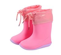 Kids Wellies Non-Slip Welly Rain Boots With Drawstring, Girls Boys Waterproof Pvc Wellington Boots Rubber Comfort Walking Shoe For Wet Weather School Size UK 13