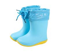 Kids Wellies Non-Slip Welly Rain Boots With Drawstring, Girls Boys Waterproof Pvc Wellington Boots Rubber Comfort Walking Shoe For Wet Weather School Size UK 13