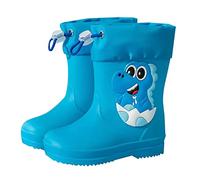 Kids Wellies Rain Boots Dinosaur Printed Graphic Boots Rain Shoes with Pull On Drawstring Closure Non Slip Water-Proof Snow Boots Unisex Lightweight Kids Wellies (Blue, 7 Toddler)