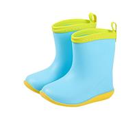 Kids Wellies Waterproof Wellington Boots With Hook & Loop, Boys Girls Comfort Rubber Flat Heels Rain Boots Walking Shoes Outdoor Adventures Footwear Size UK 5