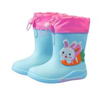 Kids Wellies with Adjustable Drawstring Cuff Anti-Slip Waterproof PVC Lightweight Boots with Comfort Lining - Great for School, Camping & Outdoor Activities