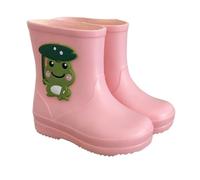 Kids Wellies with Cute Cartoon Frog Design Waterproof Rain Boots Non-Slip Lightweight Mud Boots for School & Garden Red