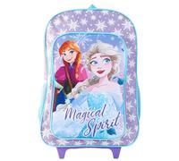 Kids Wheeled Trolley Backpack - Foldable Suitcase Rucksack with Favorite Character Designs - Travel Carry-on Luggage for Children (Deluxe Frozen Magical Spirit)