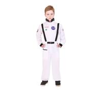 Kids White Astronaut Costume - Small - Spaceman Jumpsuit One-Piece Fancy Dress - NASA Style Space Suit for World Book Day, Halloween and School Science Projects