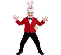 Kids White Rabbit Costume Alice in Wonderland Book Day Easter Bunny Fancy Dress