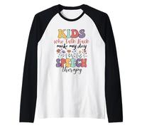Kids Who Talk Back Make My Day SLP Speech Language Therapy Raglan Baseball Tee