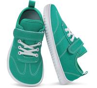 Kids Wide Toe Barefoot Shoes Boys Girls Minimalist Trainers Canvas Walking Sneakers for School Running Outdoor Sports Green 11.5UK Child/30EU