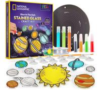 NATIONAL GEOGRAPHIC Kids Window Art Kit - "Stained Glass" Solar System Arts & Crafts Kit with Glow in the Dark Planets, Use as Window Suncatchers, Hanging Decor from Ceiling, Mobile, Space Room Décor