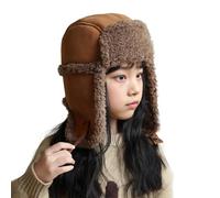 Kids Windproof Trapper Winter Hat for Boy Girl Ear Flap Warm Skiing Hat with Fleece Lining Cold Weather Thermal Cap for Skating Cycling Other Outdoor Activities (UK, Alpha, One Size, Brown)