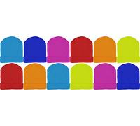 Kids Winter Beanies, 12 Pack Warm Cold Weather Hats Boys Girls Children, Assorted Bright Colors, One size