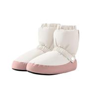 Kids Winter Boots Elastic Strap Solid Color Thickened Ankle Boots Comfortable Flat Fleece Lining Shoes Warm Soft Soled Casual Footwear Plush Fluffy Breathable Ballet Shoes White