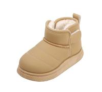 Kids Winter Boots Fluffy Lining Breathable Solid Color Shoes Non-Slip Sole Outdoor Warm Button Snow Boots Soft Sole Comfortable Flat Footwear Cute Casual Wide Fit Shoes Brown