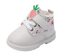 Kids Winter Boots Girls English Style Single Boots Fruit Print Cotton Boots Winter Boots 34, White, 8 UK Child