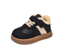 Kids Winter Boots Leather Fluffy Lining Solid Color Shoes Non-Slip Sole Outdoor Warm Snow Boots Soft Sole Comfortable Flat Footwear Cute Casual Wide Fit Shoes Black