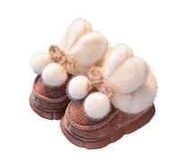 Kids Winter Boots Soft Sole Bow Flower Shoes Thickened Fleece Lining Warm Shoes Comfortable Flat Short Winter Boots Durable Outdoor Princess Ankle Boots Coffee