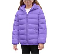 Kids Winter Coat Waterproof Zip up Padded Jacket Girls Boys Hooded Quilted Jackets Long Sleeve Down Coats Thermal Windbreak Outerwear with Pockets Sking Hiking Outfits for Age 4-12 Years