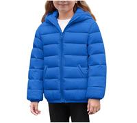 Kids Winter Coat Waterproof Zip up Padded Jacket Girls Boys Hooded Quilted Jackets Long Sleeve Down Coats Thermal Windbreak Outerwear with Pockets Sking Hiking Outfits for Age 4-12 Years