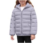 Kids Winter Coat Waterproof Zip up Padded Jacket Girls Boys Hooded Quilted Jackets Long Sleeve Down Coats Thermal Windbreak Outerwear with Pockets Sking Hiking Outfits for Age 4-12 Years