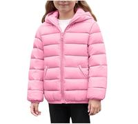 Kids Winter Coat Waterproof Zip up Padded Jacket Girls Boys Hooded Quilted Jackets Long Sleeve Down Coats Thermal Windbreak Outerwear with Pockets Sking Hiking Outfits for Age 4-12 Years