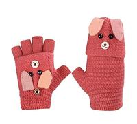 Kids Winter Fingerless Convertible Glove Boys Girls Warm Knit Mitten Children Student Thermal Half Finger Glove Toddler Hand Warmer for Running Riding Driving Ski Snow Gifts