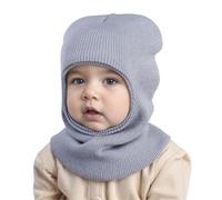 Kids Winter Knit Balaclava Hat 1-6 Years Toddler Earflap Hood Beanie Face Neck Warmer Hats Scarf Cold Weather Full Coverage Soft Warm Boys Girls Thermal Ski Cap Light Grey
