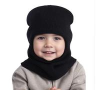 Kids Winter Knit Balaclava Hat 1-6 Years Toddler Earflap Hood Beanie Face Neck Warmer Hats Scarf Cold Weather Full Coverage Soft Warm Boys Girls Thermal Ski Cap Black
