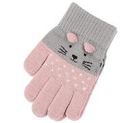 Kids Winter Knitted Gloves Cute Cartoon Cat Pattern Stretchy Full Finger Gloves Thicken Thermal Mittens, Indoor Outdoor Ski Cycling Sports Activity Warm Gloves for 2-7Y Children Toddler Boys Girls