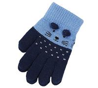Kids Winter Knitted Gloves Cute Cartoon Cat Pattern Stretchy Full Finger Gloves Thicken Thermal Mittens, Indoor Outdoor Ski Cycling Sports Activity Warm Gloves for 2-7Y Children Toddler Boys Girls
