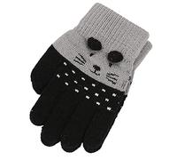 Kids Winter Knitted Gloves Cute Cartoon Cat Pattern Stretchy Full Finger Gloves Thicken Thermal Mittens, Indoor Outdoor Ski Cycling Sports Activity Warm Gloves for 2-7Y Children Toddler Boys Girls