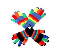 Kids Winter Magic Gloves - 2 Pairs Stretch Lined Multi Coloured Striped Gloves For Outdoor Winter Warm Fun (Ages 5-9)