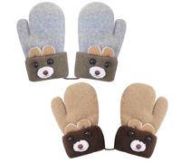 Kids Winter Mittens, 2PCS Knitted Gloves with Security String for Toddlers 1-3 Years, Warm Handwear for Boys and Girls Outdoor Play.