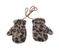 Kids Winter Mittens Baby Gloves Hand Warmer for Aged 2-6, Stylish Leopard Print, Full Finger, Double Layered, Super Warm, Hangable Anti-Lost Rope, Windproof, for Cycling Skating Running Outdoor