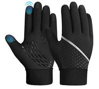 Kids Winter Sports Cycling Gloves - Children Warm Touch Screen Anti-slip Thermal Outdoor Windproof Gloves for Boys Girls Running Riding Bike Black S Aged 6-8