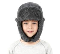 Kids Winter Trooper Trapper Hat Thermal Bomber Russian Cap with Windproof Ear Flaps Children Warm Ushanka Cossack Aviator Cap Lamb Fleece Ski Hunting Hat for Boys Girls Outdoor Activities Age 3-12