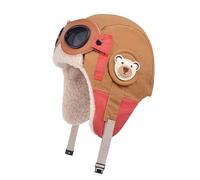 Kids Winter Warm Aviator Pilot Hats with Detachable Goggles Adjustable Thick Fleece Lining Caps with Warmer Earflap Windproof kid Thermal Bomber Hat Ski Hiking Cycling Beanie Hat for 4-12Y Boys Girls