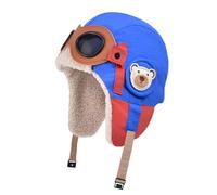 Kids Winter Warm Aviator Pilot Hats with Detachable Goggles Adjustable Thick Fleece Lining Caps with Warmer Earflap Windproof kid Thermal Bomber Hat Ski Hiking Cycling Beanie Hat for 4-12Y Boys Girls