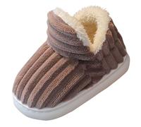 Kids Winter Warm House Slippers Baby Girls Boys Non Slip Plush Home Slippers Cute Wide Soft Comfort Platform Shoes Indoor Outdoor Cloud Sliders (Coffee, 13.5 Big Kids)